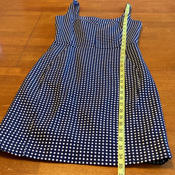 McGinn Womens Size 6 Cora Polka Dot Navy White Mini Tank Dress Structured Square - Picture 14 of 15